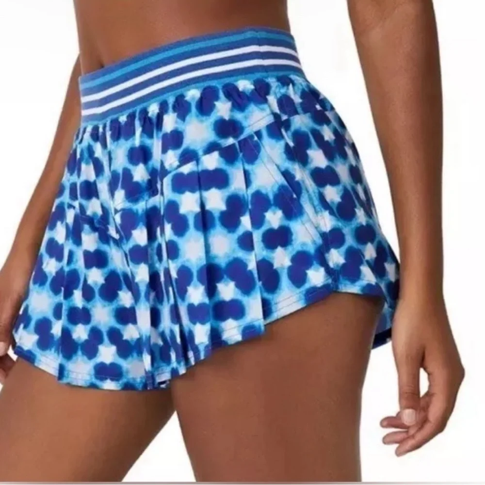 Free People Movement Pleated Shorts Size XL‎ Blue White Women’s High Rise